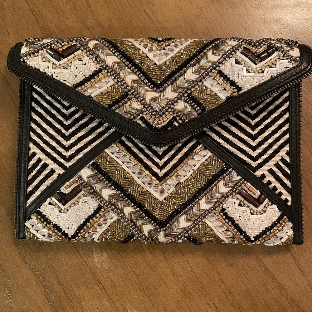 Rebecca Minkoff Beaded Chevron Envelope Clutch